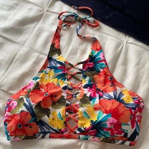 Hollister Floral Print Bikini Top Size Large